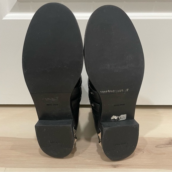 Miu Miu 5T652A Bisonte 2 Nero (Black) Women’s Biker Leather Boots Size 41 Buckle - Picture 11 of 16